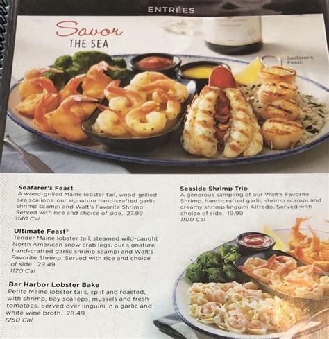 red lobster menu with price